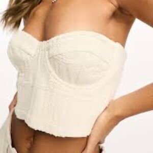 NWT Mango Strapless Corset Bustier Style Crop top size Medium